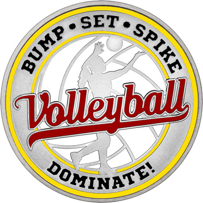 Maroon "Volleyball" with Yellow Outer Circular Borders